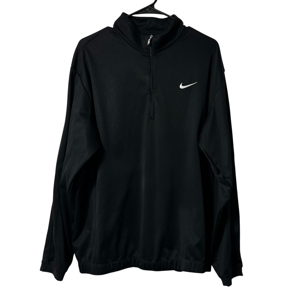 Nike Golf Pullover Womens Black Therma-FIT Quarter Zip Mock Neck Jacket Large